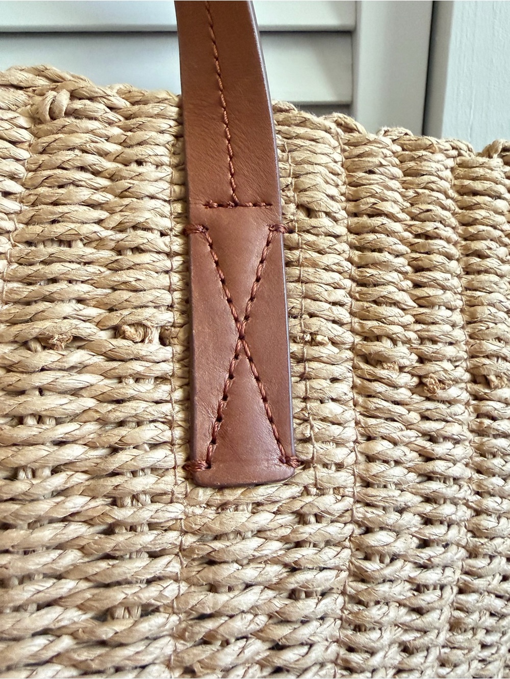 J. Crew Natural Straw Tote with Brown Leather Handles - Picture 3 of 10